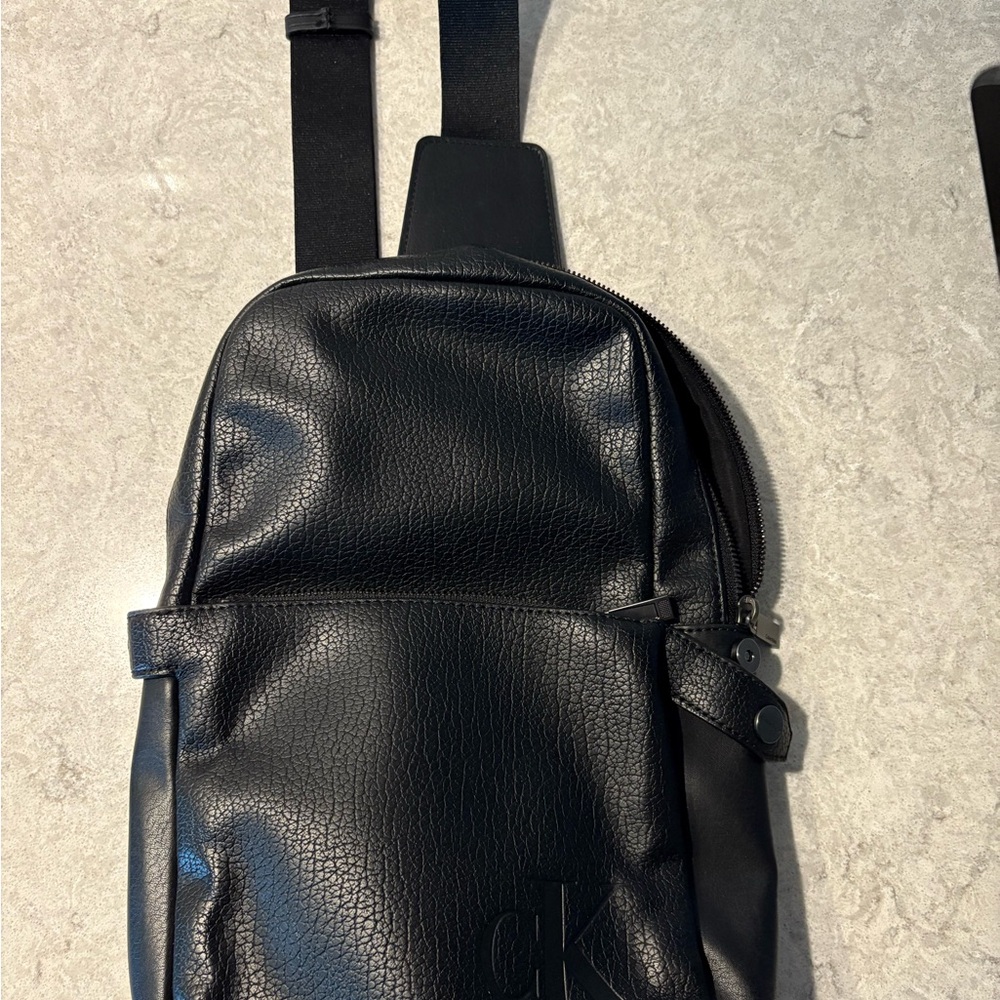 Calvin Klein CK Logo Black Backpack Sling Bag Crossbody - Excellent Condition